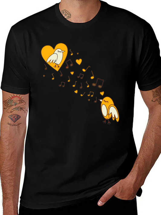 Musical Birds Graphic Tee - Black Unisex T-Shirt