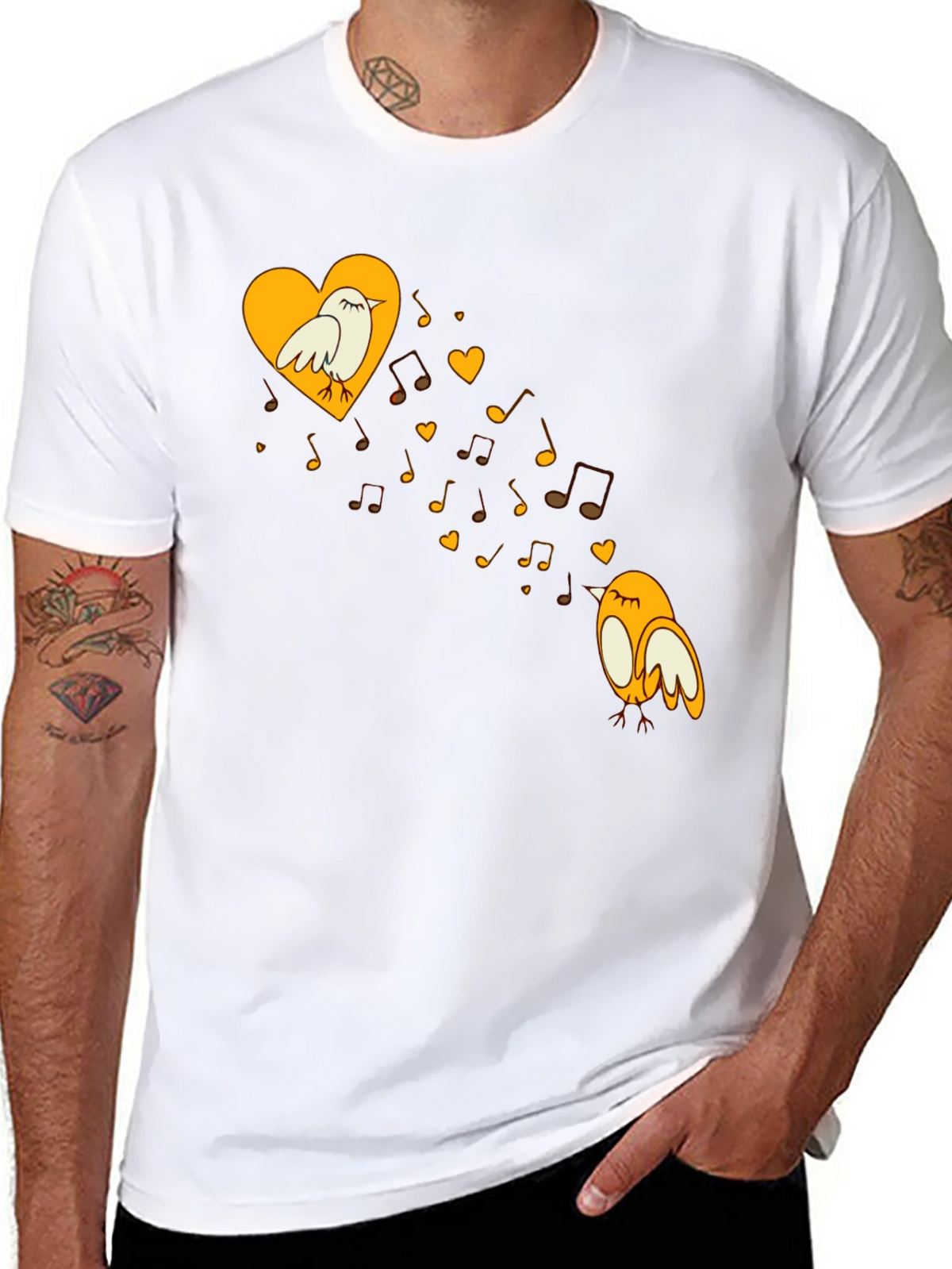 Musical Birds Graphic Tee - Black Unisex T-Shirt