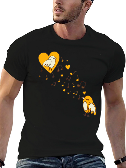 Musical Birds Graphic Tee - Black Unisex T-Shirt