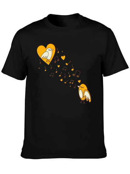 Musical Birds Graphic Tee - Black Unisex T-Shirt