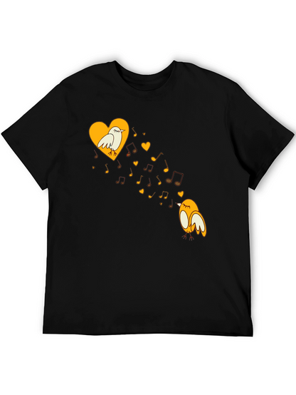 Musical Birds Graphic Tee - Black Unisex T-Shirt