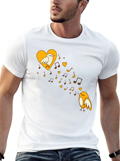 Musical Birds Graphic Tee - Black Unisex T-Shirt