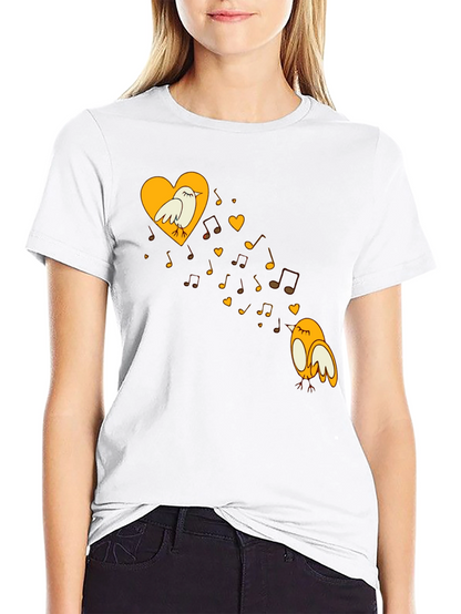 Musical Birds Graphic Tee - Black Unisex T-Shirt
