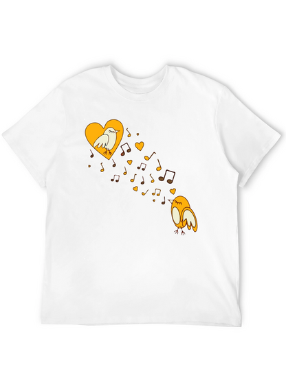 Musical Birds Graphic Tee - Black Unisex T-Shirt