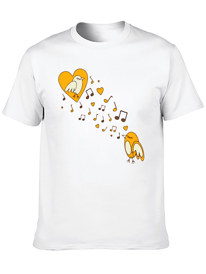 Musical Birds Graphic Tee - Black Unisex T-Shirt