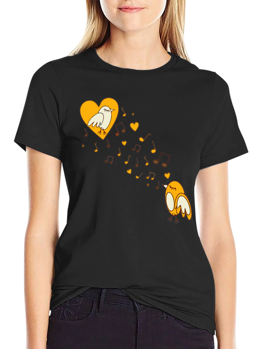 Musical Birds Graphic Tee - Black Unisex T-Shirt