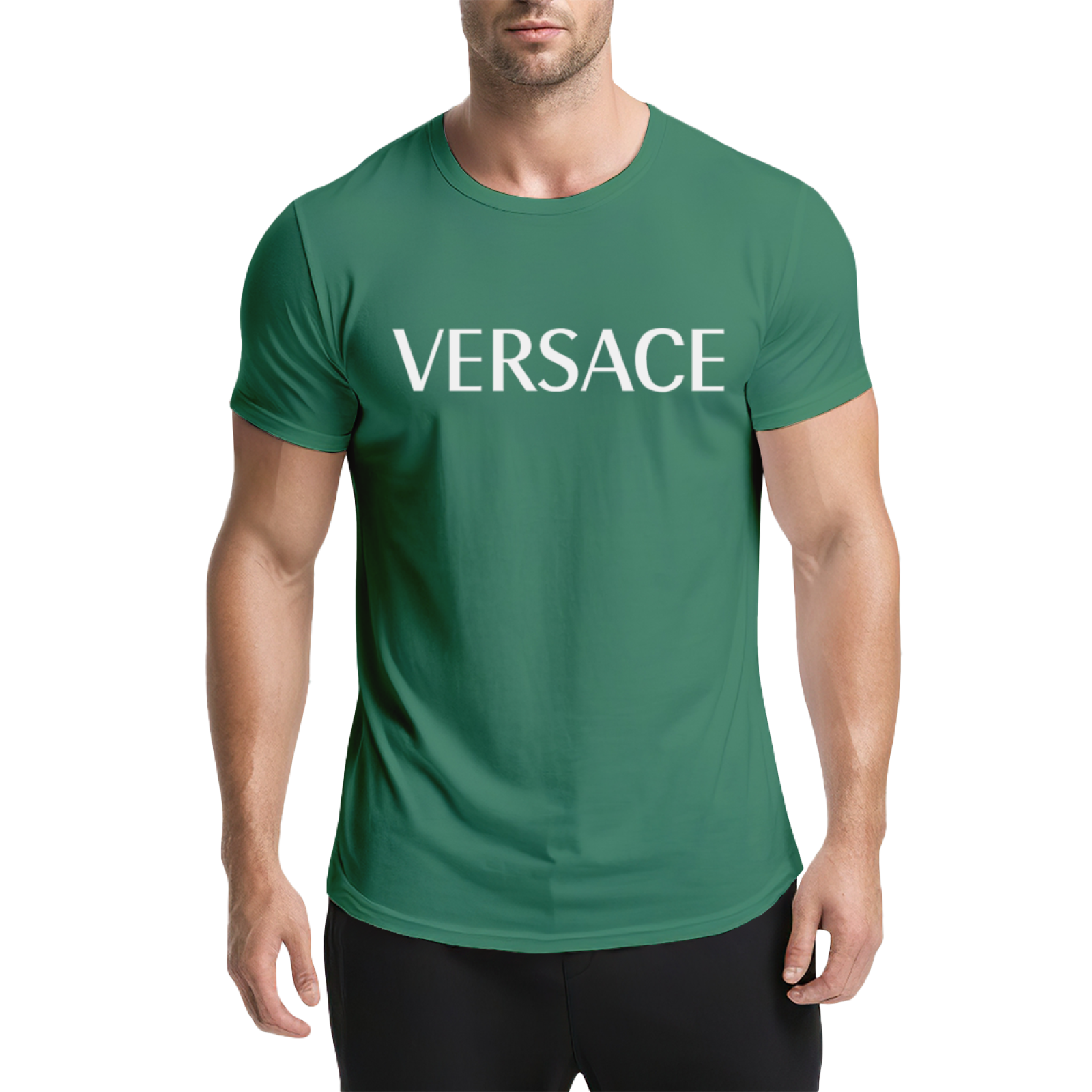 Plain Simple VERSACE White Text Navy Casual Tee