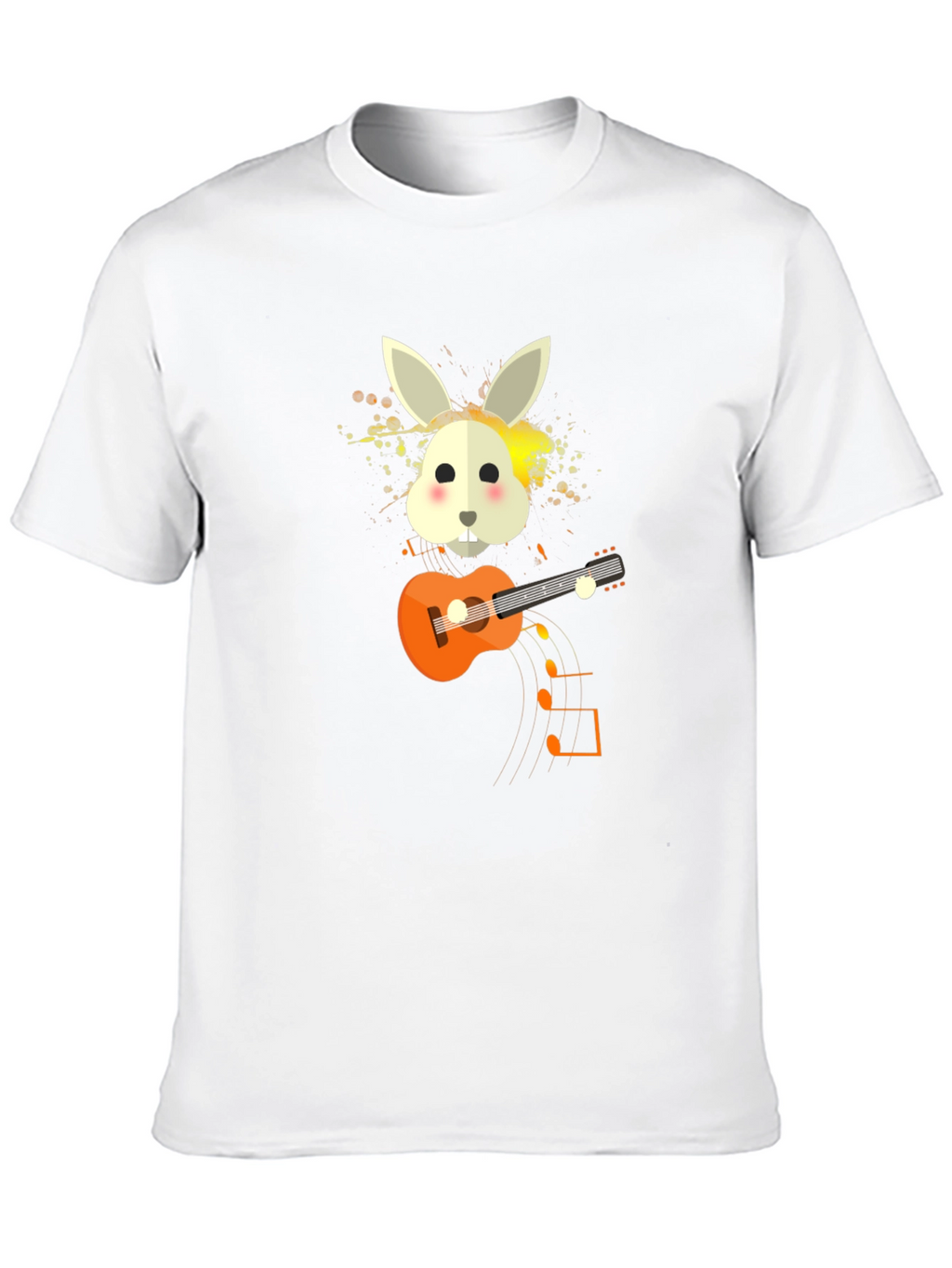 Rabbit Guitar Player Graphic Tee - Unisex Black T-Shirt