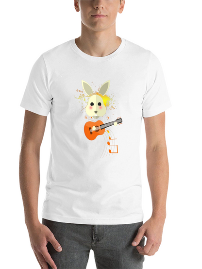 Rabbit Guitar Player Graphic Tee - Unisex Black T-Shirt