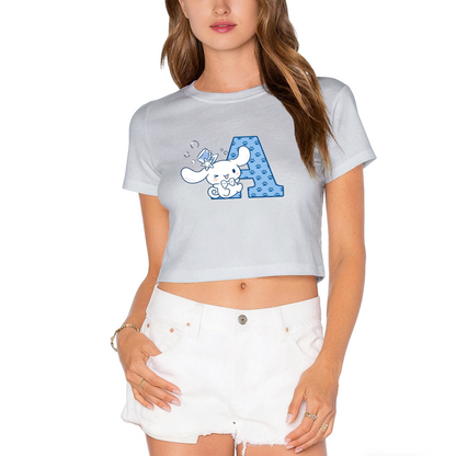 Magic Letter A Cinnamoroll White Cropped T?Shirt