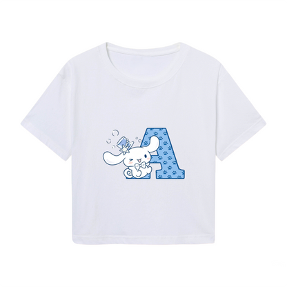 Magic Letter A Cinnamoroll White Cropped T?Shirt