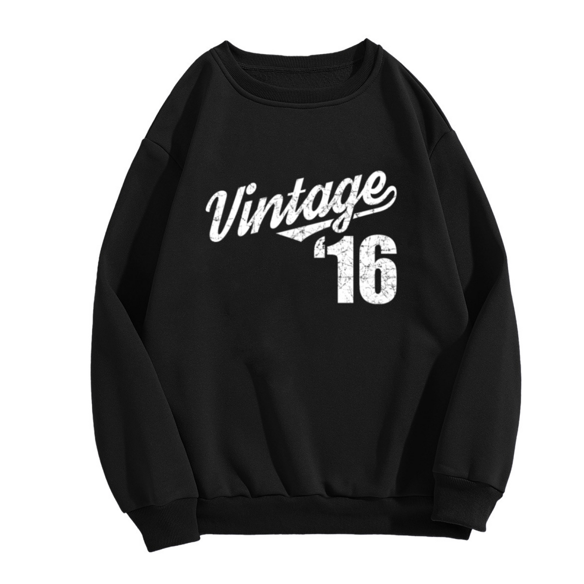 Vintage 16 Retro Distressed Collegiate Crewneck Sweatshirt | 2016 Birth Year Sports Pullover, Sweet 16 Birthday Gift