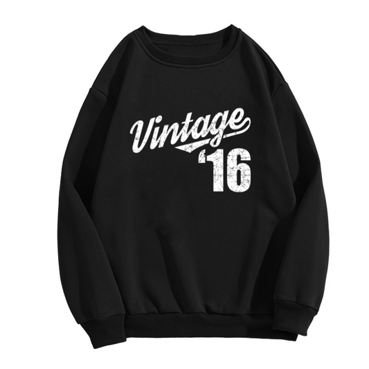 Vintage 16 Retro Distressed Collegiate Crewneck Sweatshirt | 2016 Birth Year Sports Pullover, Sweet 16 Birthday Gift