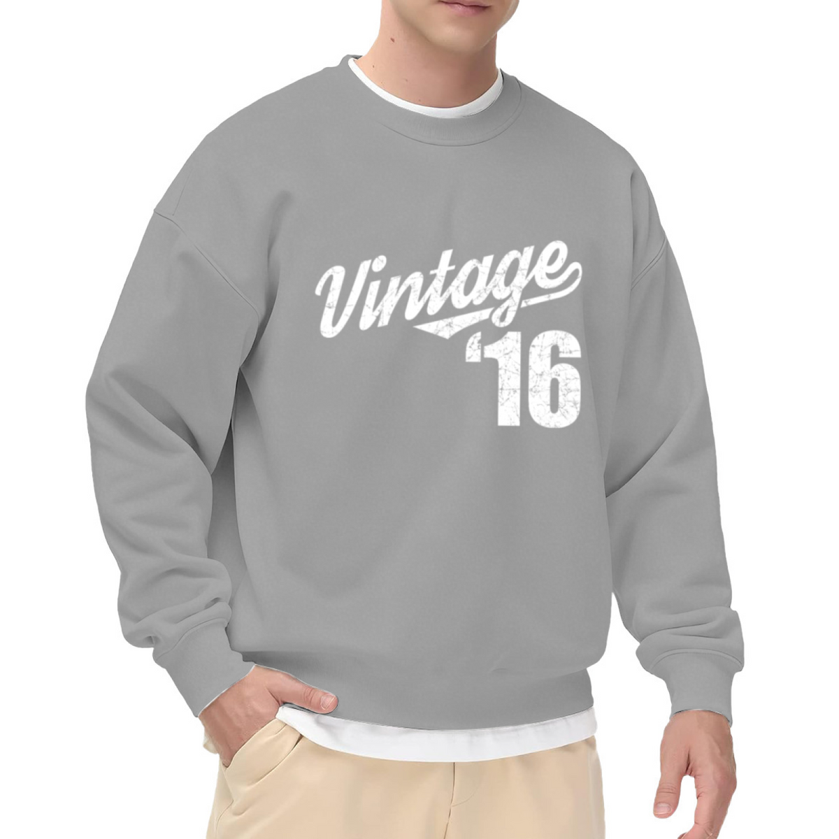 Vintage 16 Retro Distressed Collegiate Crewneck Sweatshirt | 2016 Birth Year Sports Pullover, Sweet 16 Birthday Gift