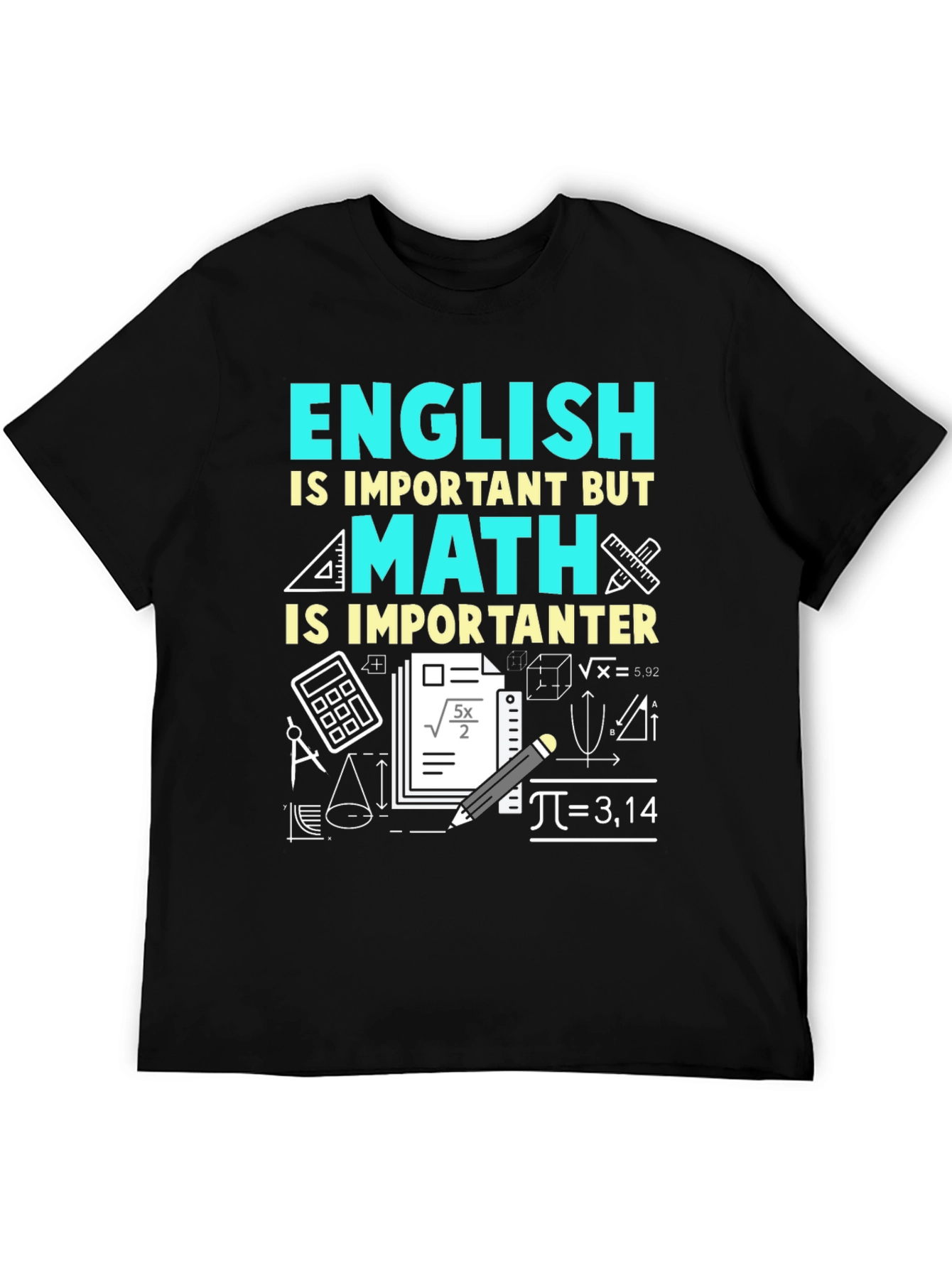 Math Is Importanter T-Shirt - Black Cotton Blend