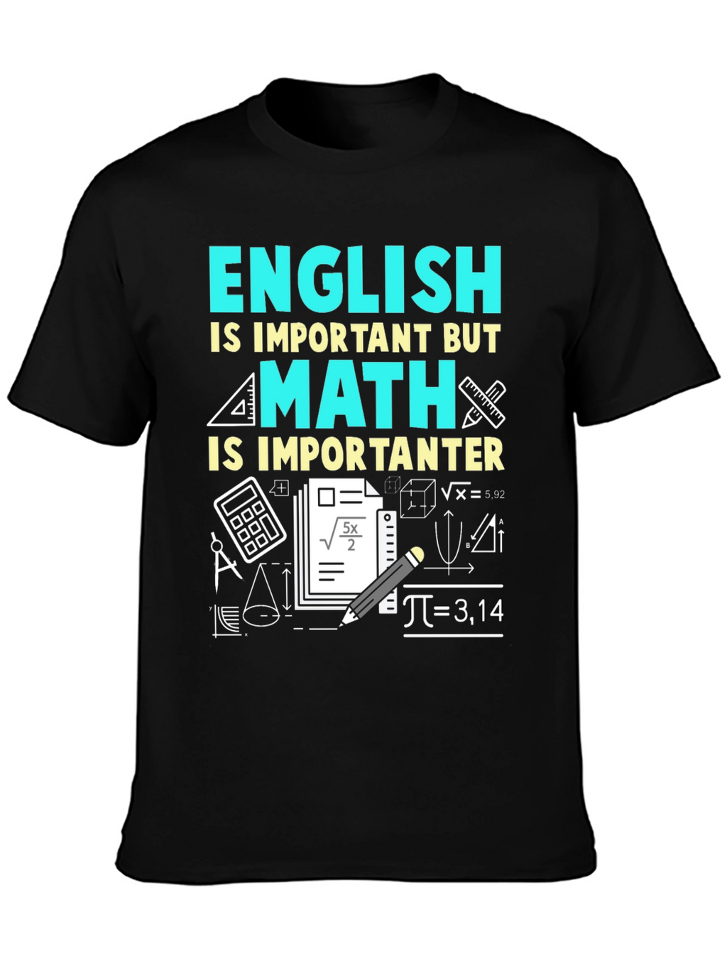 Math Is Importanter T-Shirt - Black Cotton Blend