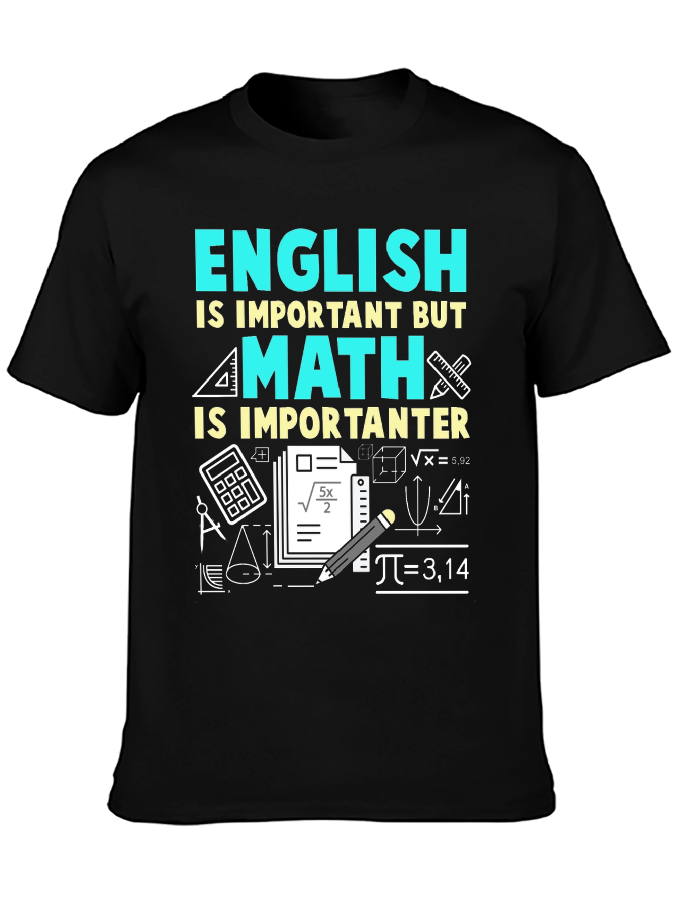Math Is Importanter T-Shirt - Black Cotton Blend