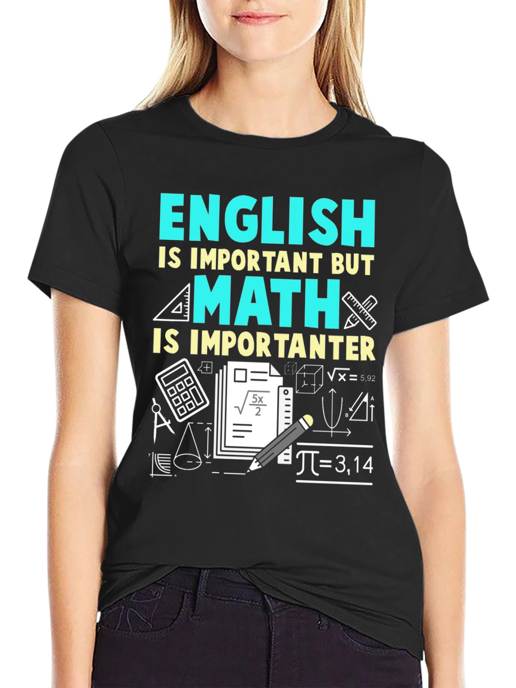 Math Is Importanter T-Shirt - Black Cotton Blend