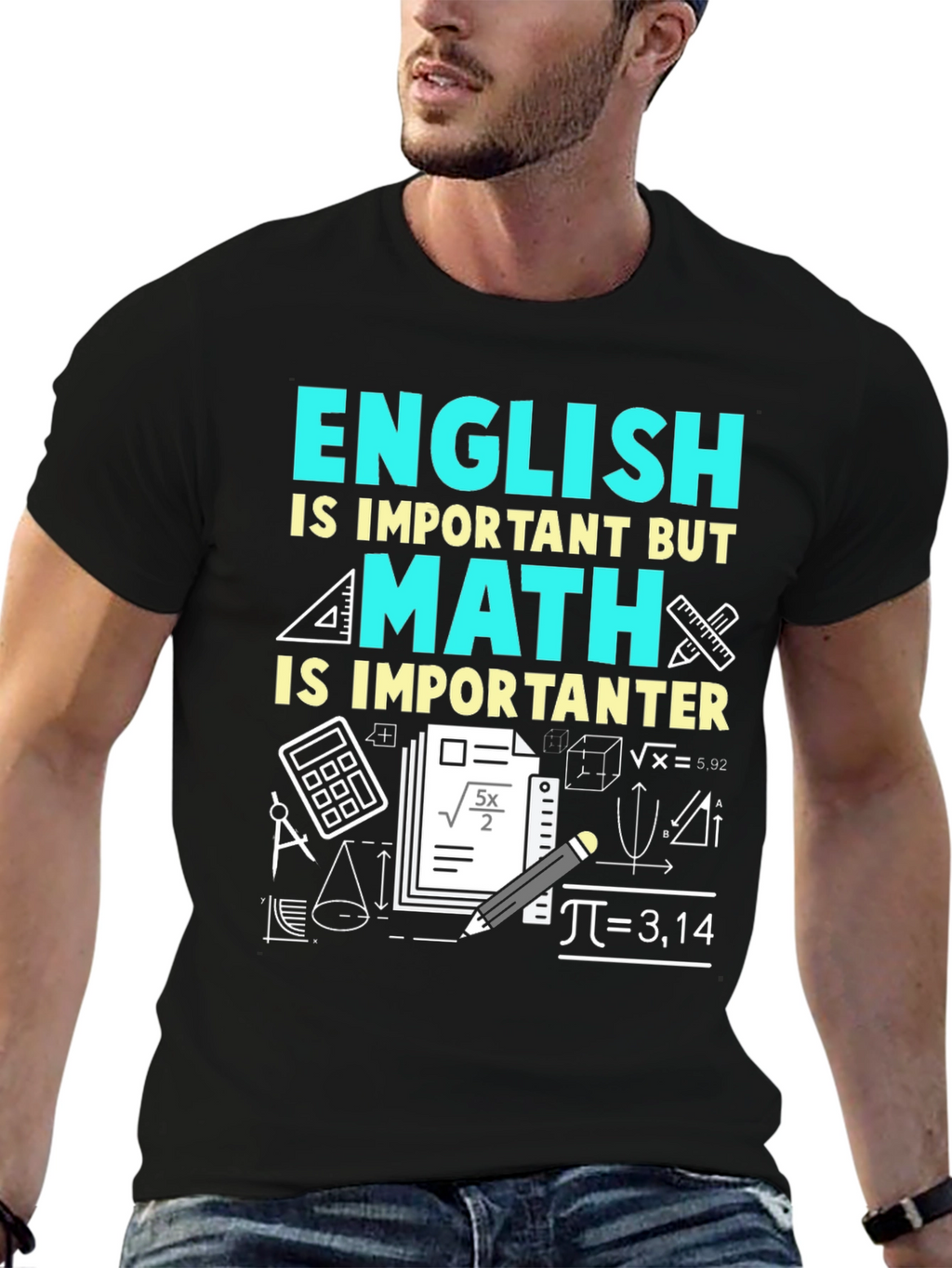 Math Is Importanter T-Shirt - Black Cotton Blend