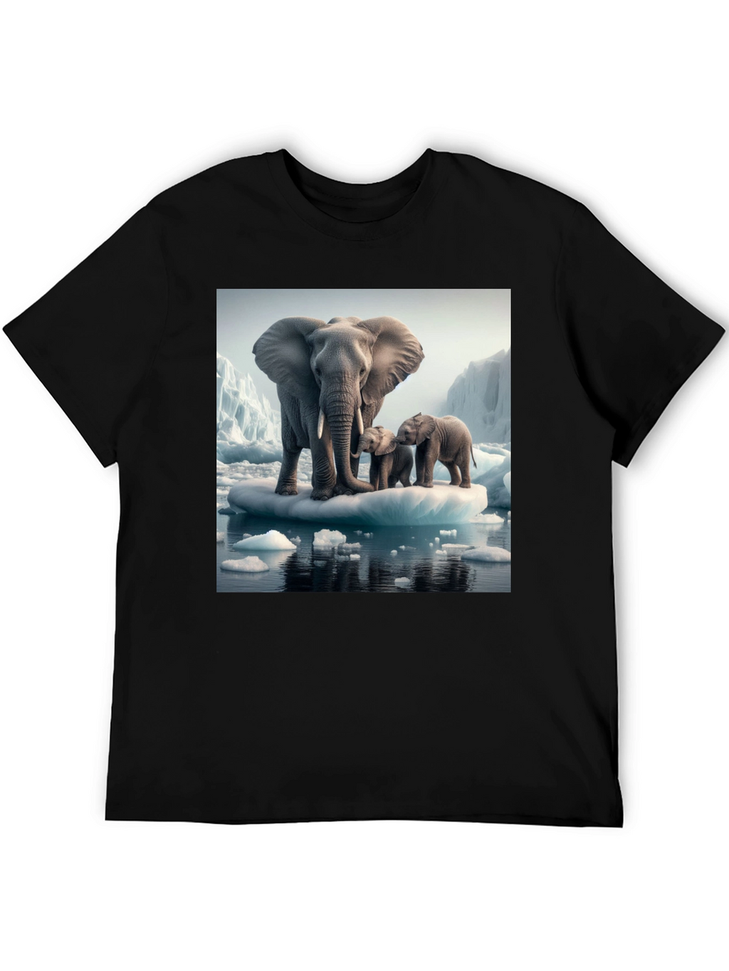 Elephant Family on Iceberg Graphic T-Shirt