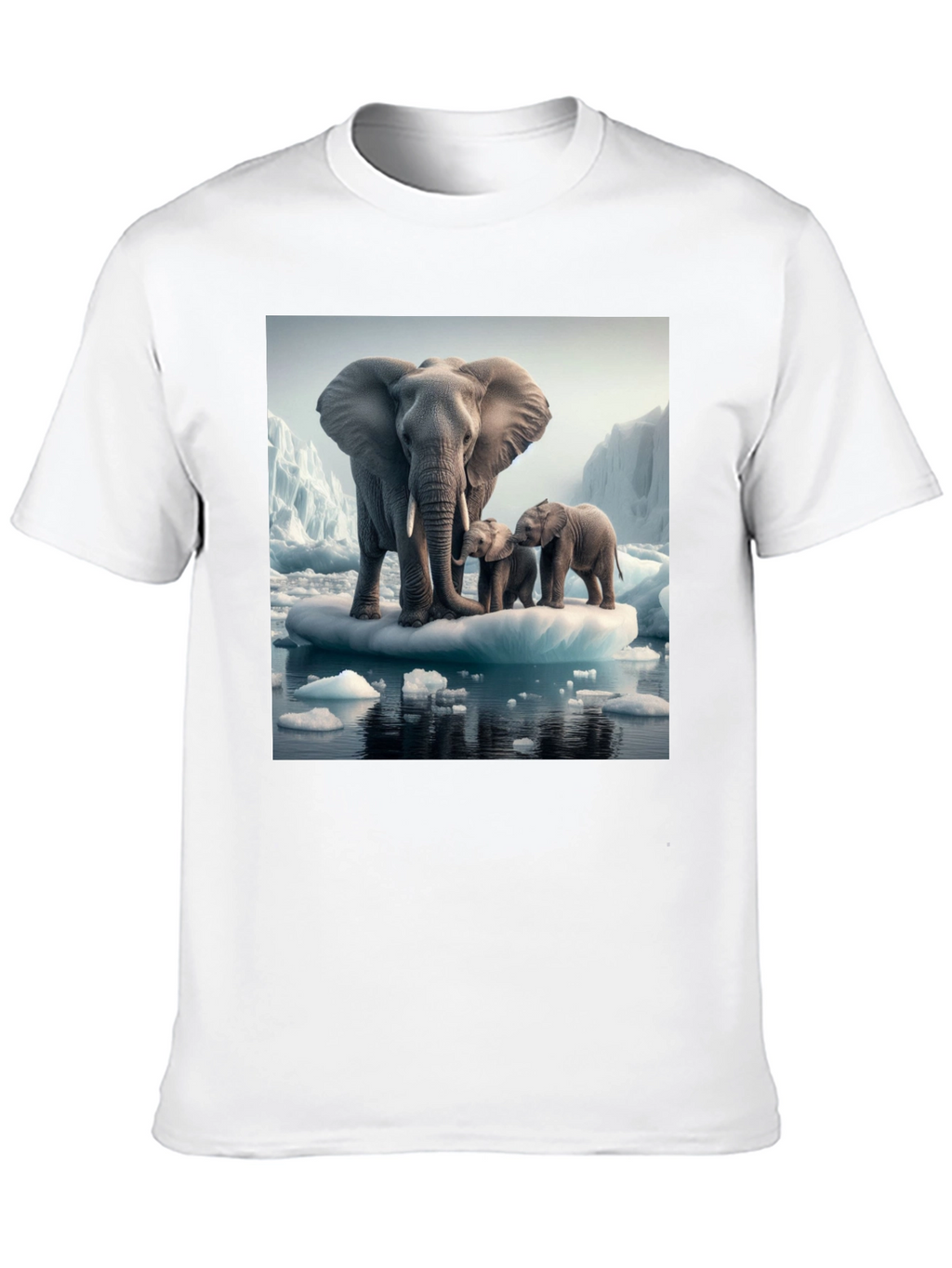 Elephant Family on Iceberg Graphic T-Shirt