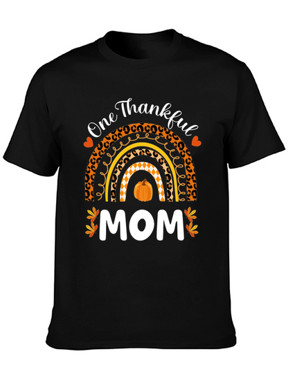 Thankful Mom T-Shirt - Fall Rainbow Thanksgiving Tee