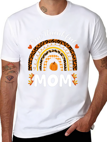 Thankful Mom T-Shirt - Fall Rainbow Thanksgiving Tee