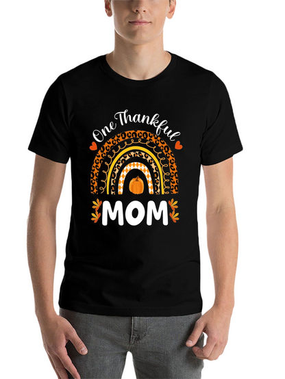 Thankful Mom T-Shirt - Fall Rainbow Thanksgiving Tee