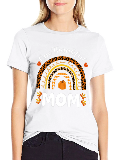Thankful Mom T-Shirt - Fall Rainbow Thanksgiving Tee