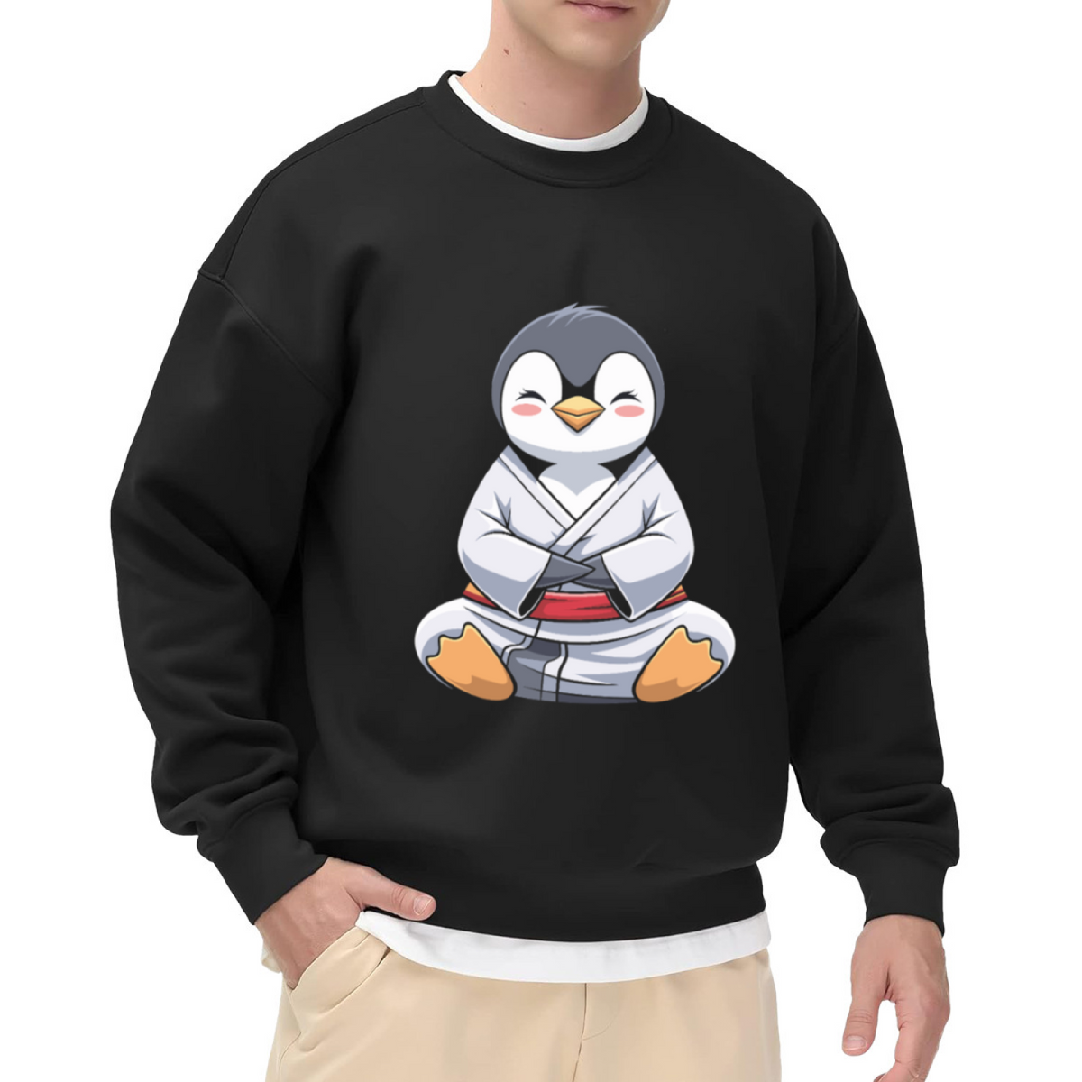 Cute Karate Penguin Crewneck Sweatshirt, Kawaii Martial Arts Pullover, Judo Gift For Kids