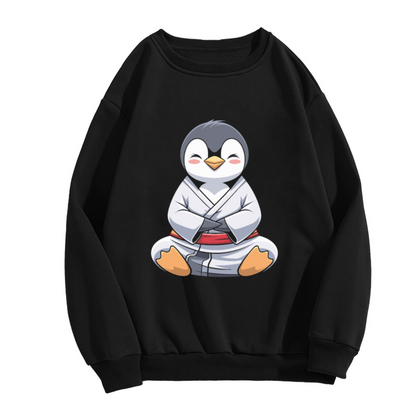 Cute Karate Penguin Crewneck Sweatshirt, Kawaii Martial Arts Pullover, Judo Gift For Kids