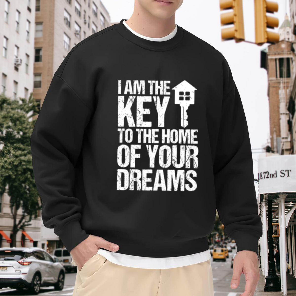 I Am The Key To The Home Of Your Dreams House Key Crewneck Sweatshirt | Romantic Realtor Quote Pullover, New Home Gift