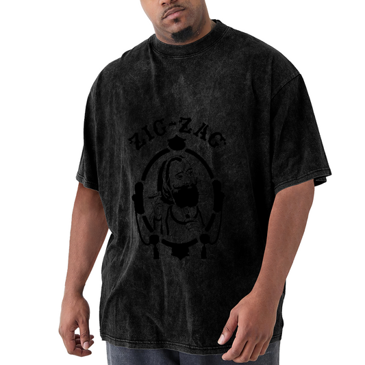 Zig-Zag Bearded Man Black Silhouette Streetwear Vintage T-Shirt