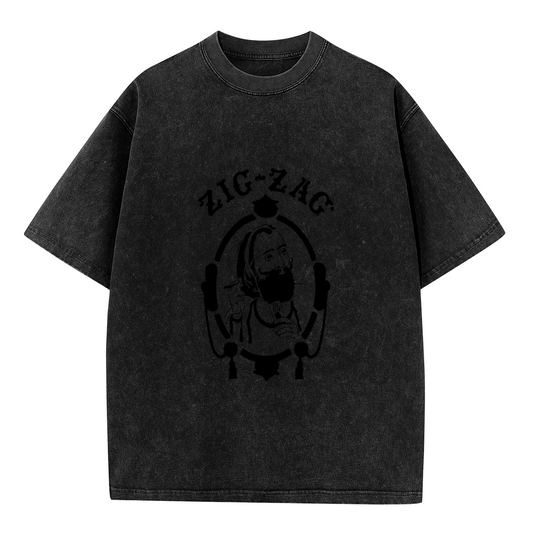 Zig-Zag Bearded Man Black Silhouette Streetwear Vintage T-Shirt