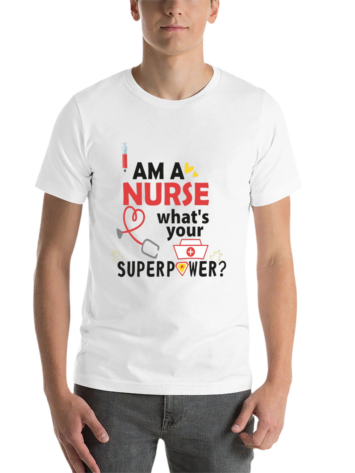 Nurse Superpower T-Shirt - Black Novelty Graphic Tee