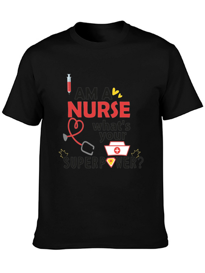 Nurse Superpower T-Shirt - Black Novelty Graphic Tee