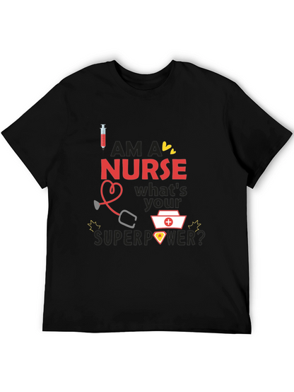 Nurse Superpower T-Shirt - Black Novelty Graphic Tee
