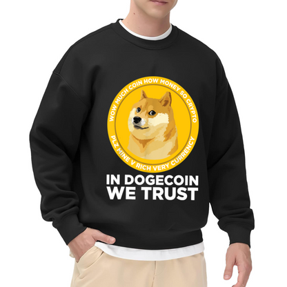 In Dogecoin We Trust Doge Meme Coin Crewneck Sweatshirt | Funny Shiba Crypto Graphic Pullover, Cryptocurrency Gift