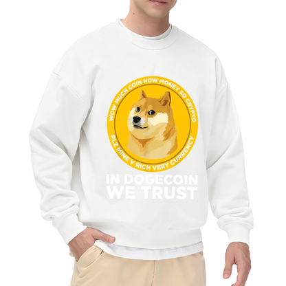 In Dogecoin We Trust Doge Meme Coin Crewneck Sweatshirt | Funny Shiba Crypto Graphic Pullover, Cryptocurrency Gift