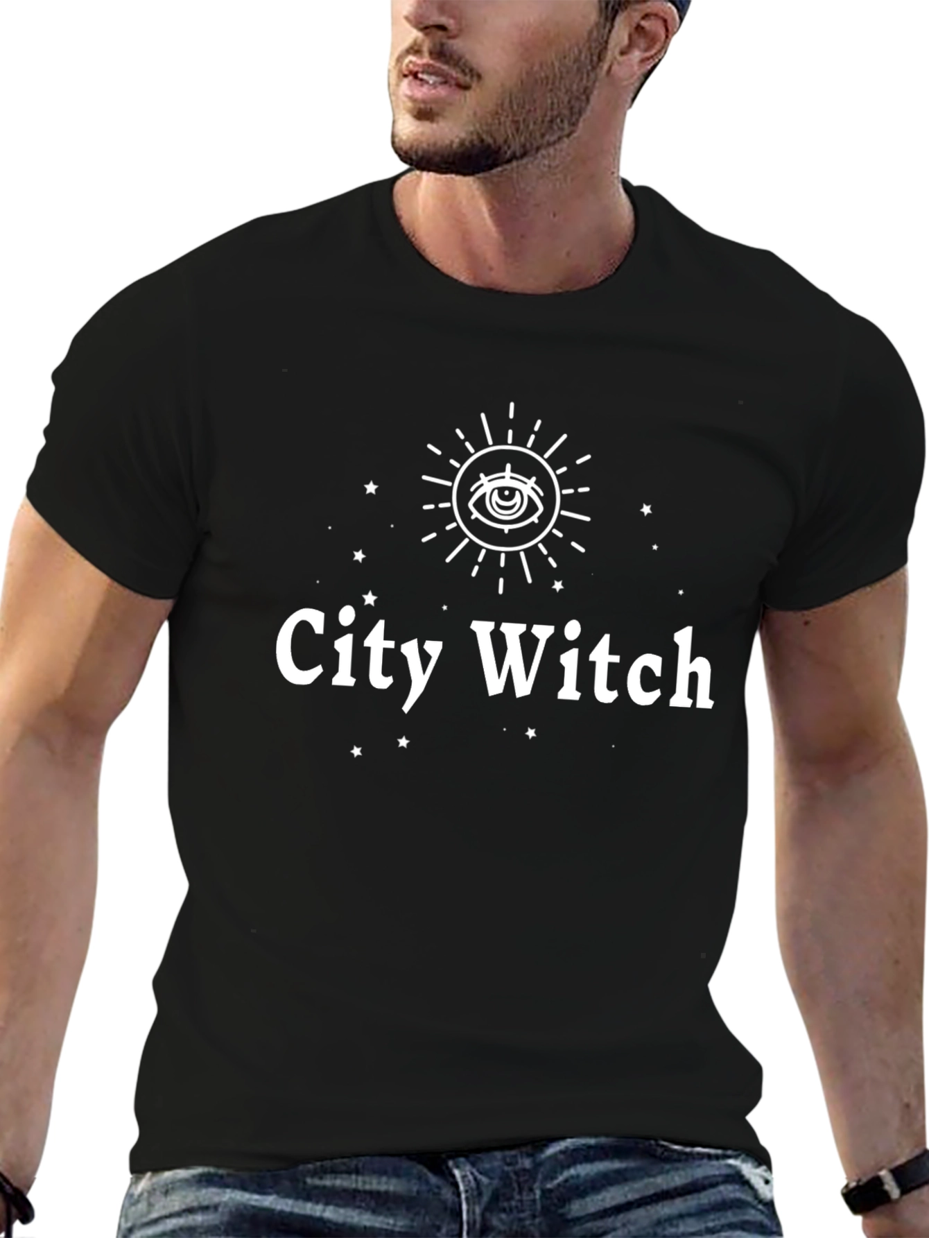 City Witch Graphic Tee - Unisex Black Cotton T-Shirt