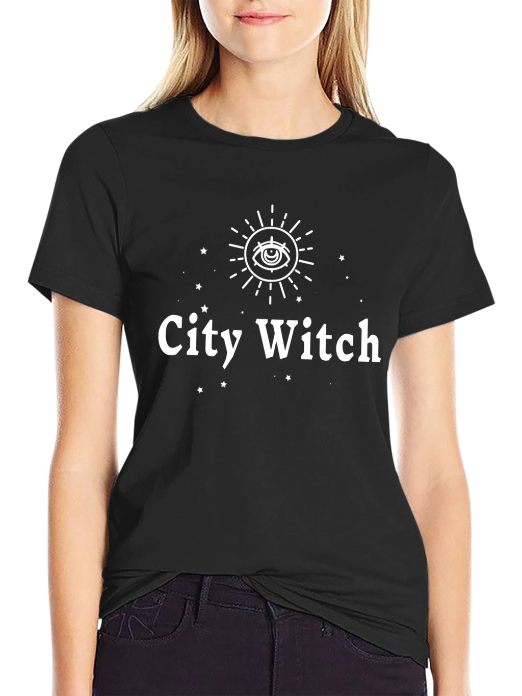 City Witch Graphic Tee - Unisex Black Cotton T-Shirt