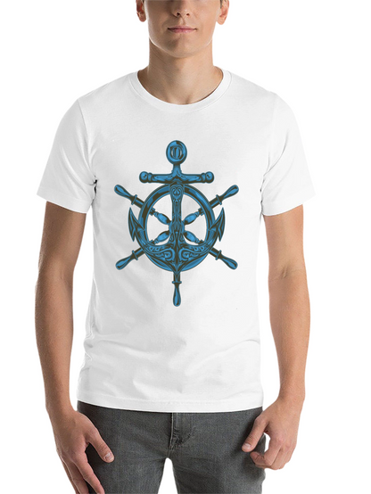 Nautical Anchor Wheel Graphic Black T-Shirt