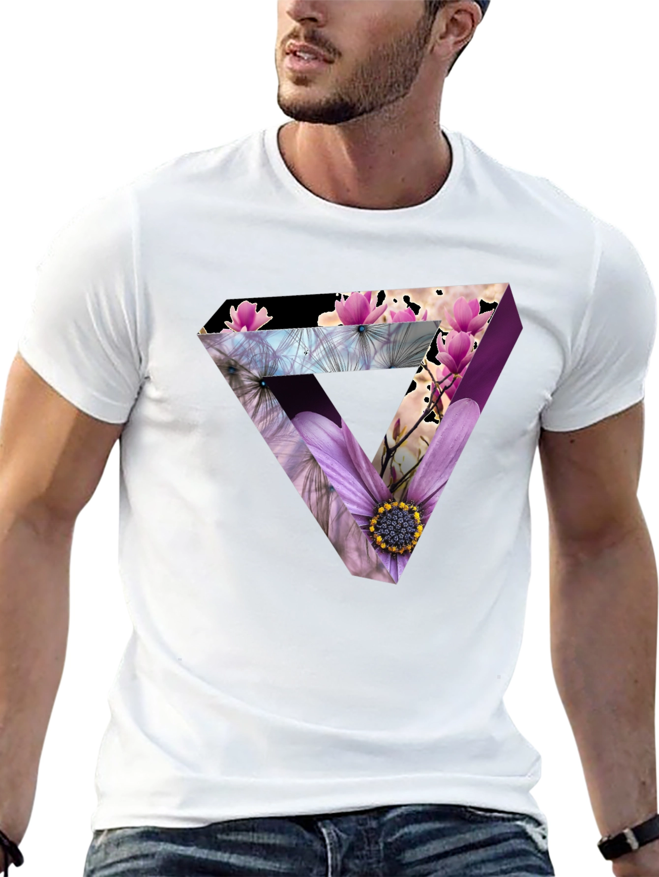 Floral Optical Illusion Mens T-Shirt