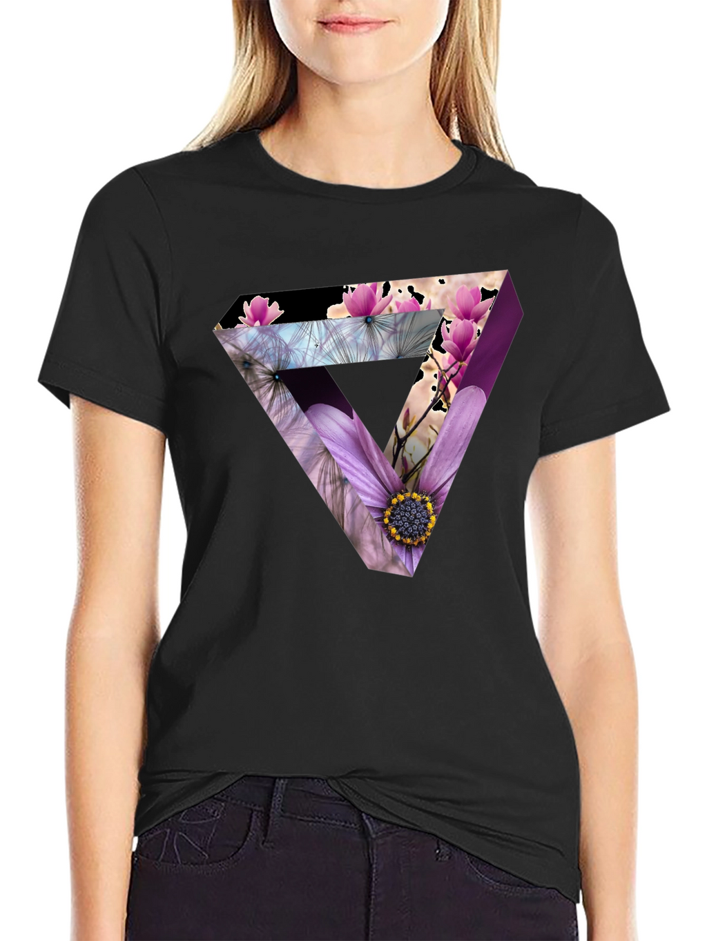 Floral Optical Illusion Mens T-Shirt