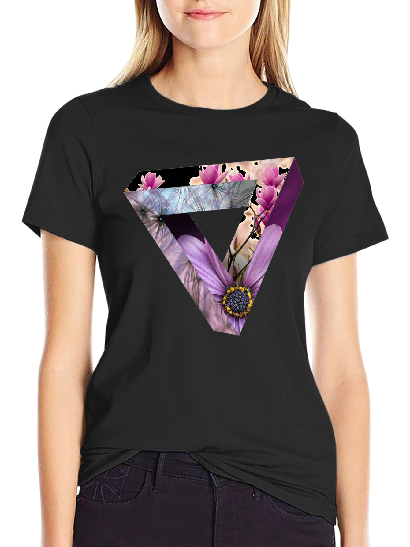 Floral Optical Illusion Mens T-Shirt