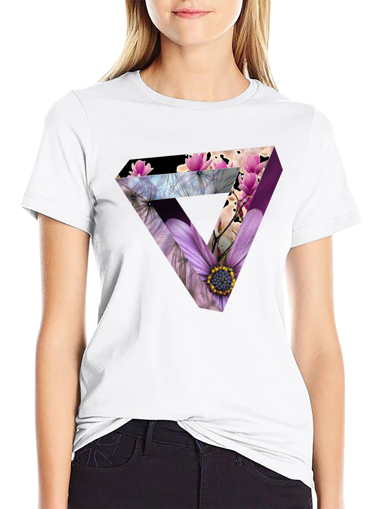Floral Optical Illusion Mens T-Shirt