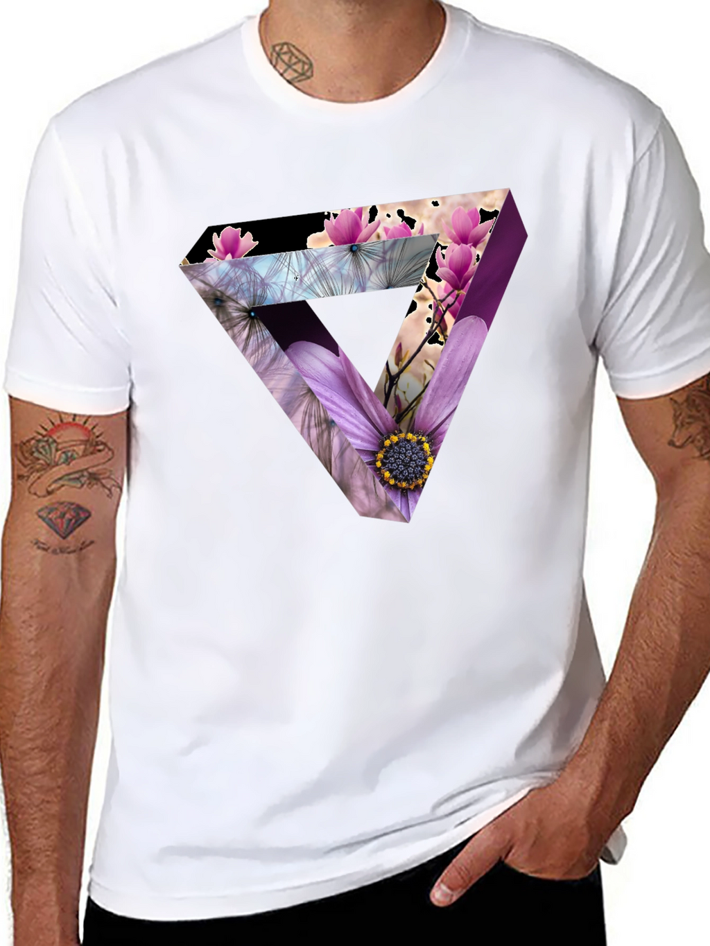 Floral Optical Illusion Mens T-Shirt
