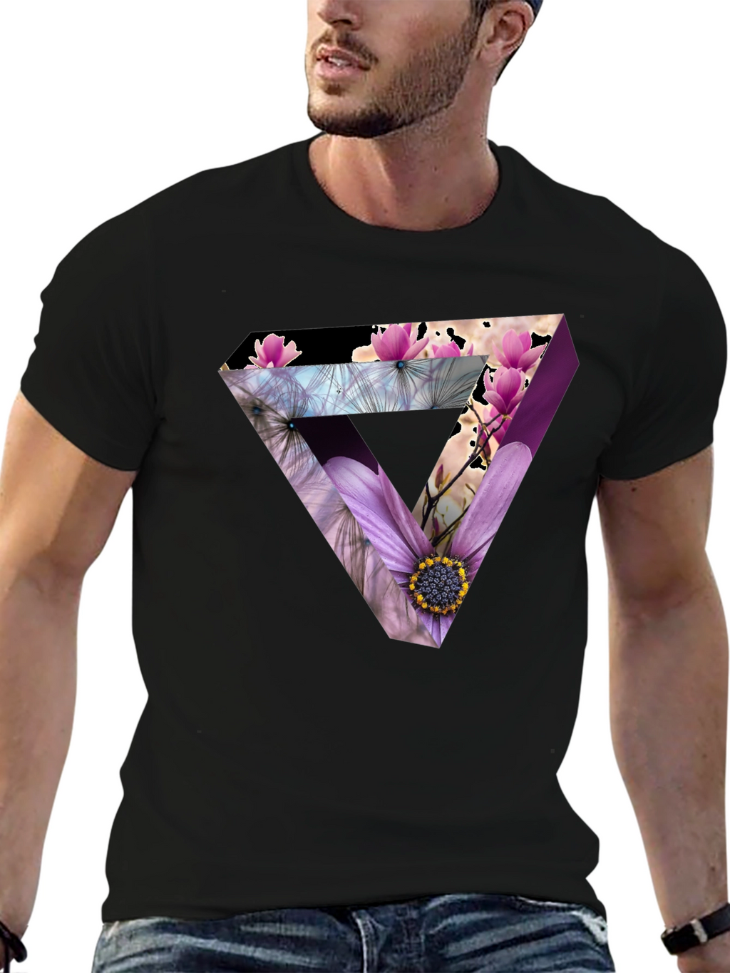 Floral Optical Illusion Mens T-Shirt