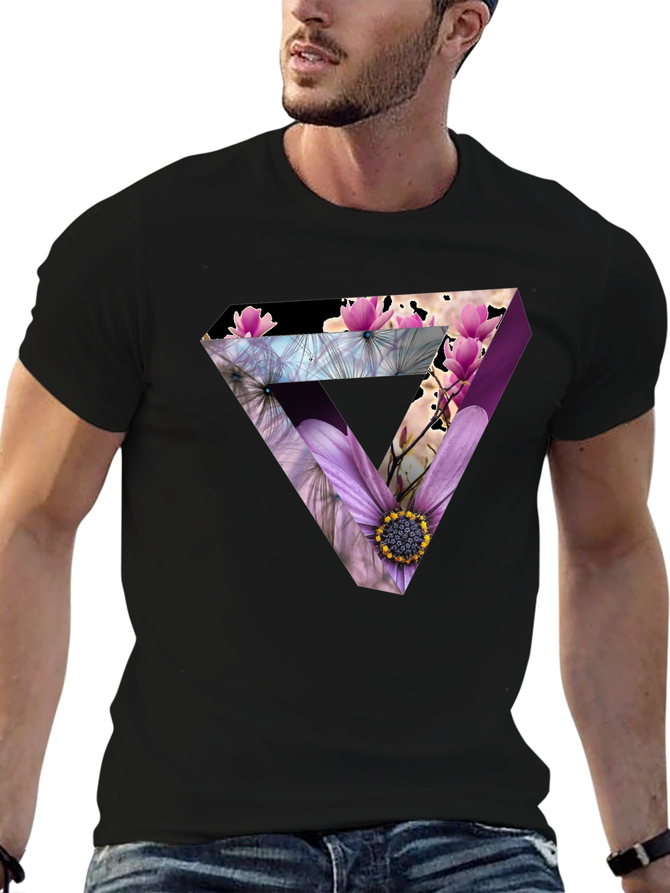 Floral Optical Illusion Mens T-Shirt
