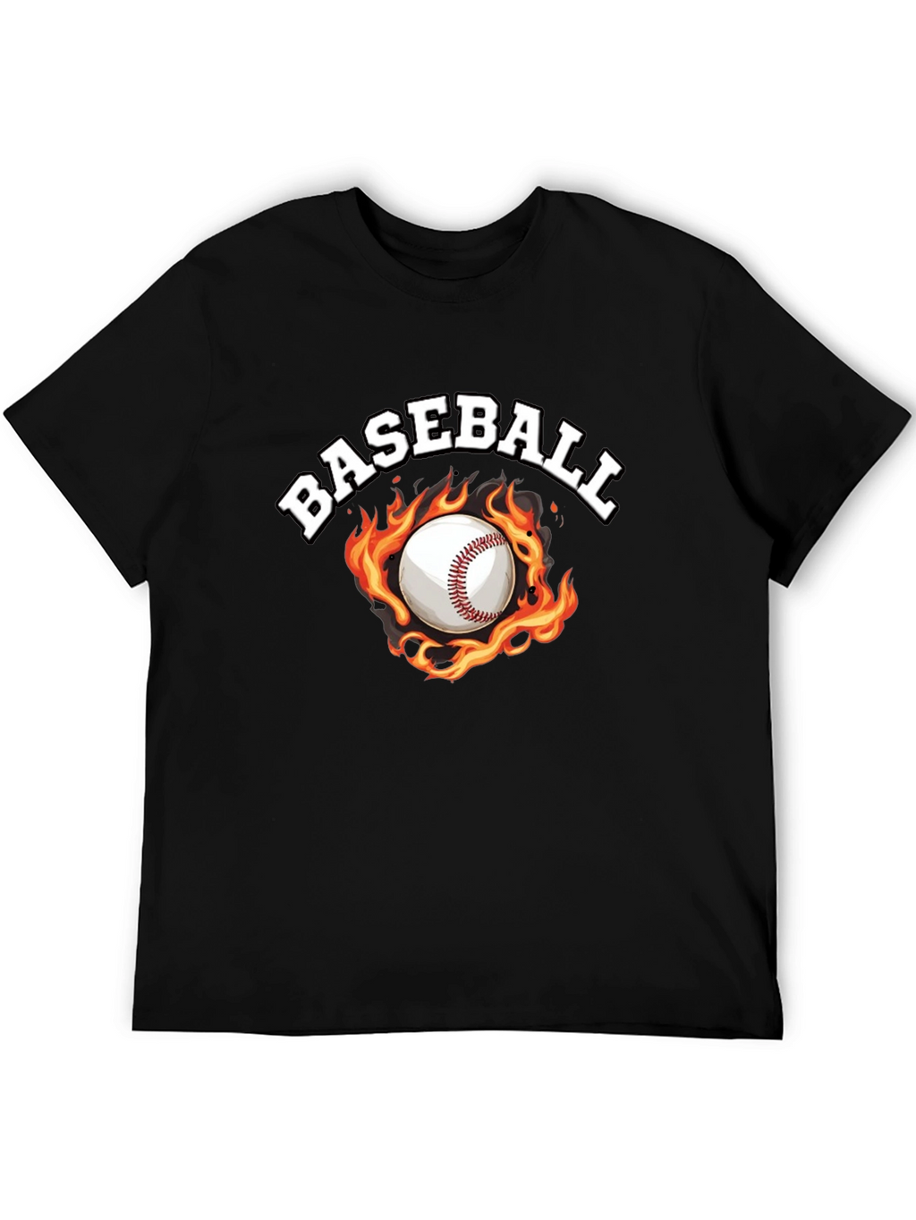 Baseball Flame Graphic Black T-Shirt